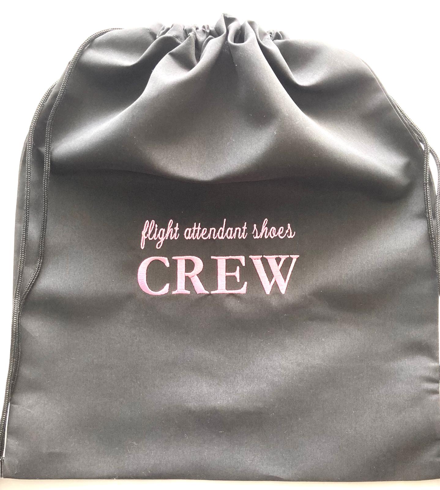 Flight attendant shoes CREW black and pink bag