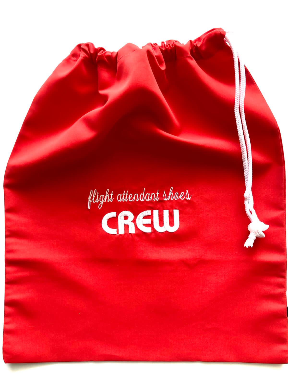 Flight attendant shoes CREW red and white bag