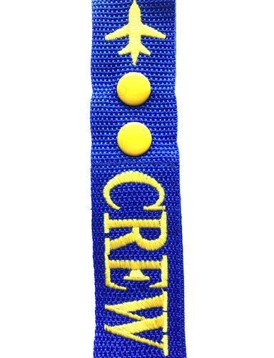 Crew Double Button Luggage Tags - Yellow on Blue Color