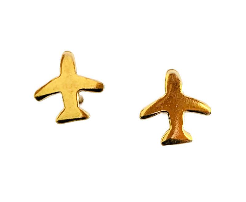 Airplane earrings sterling silver (gold plated)