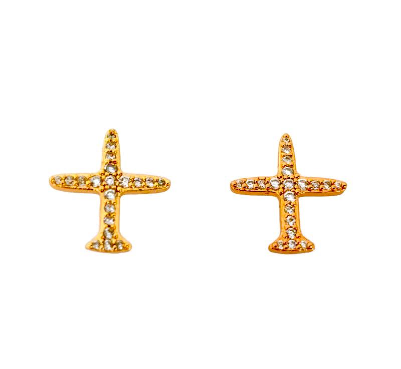 Airplane earrings stainless steel (goldish color) 3