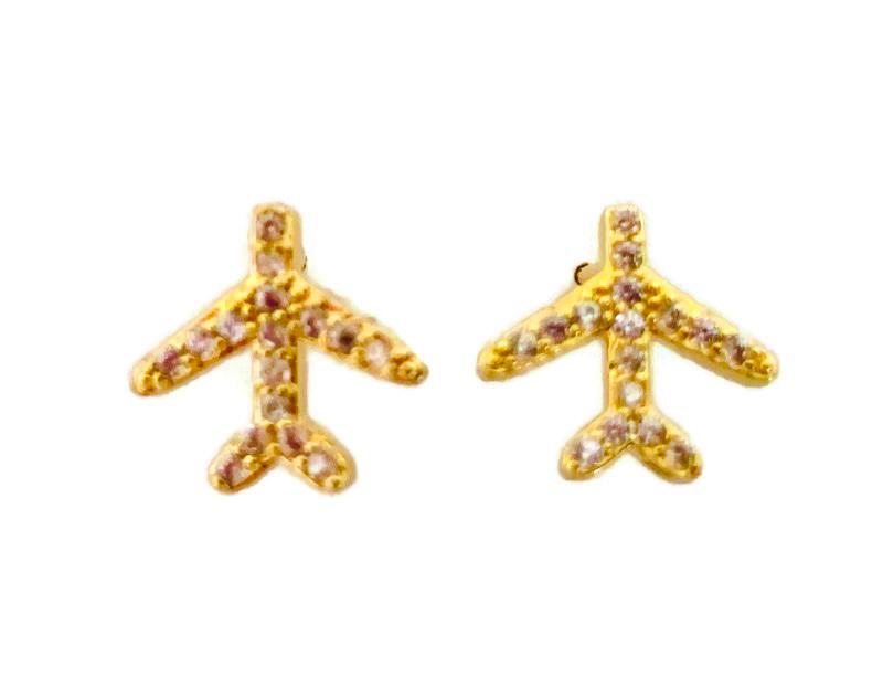 Airplane earrings stainless steel (goldish color) 6