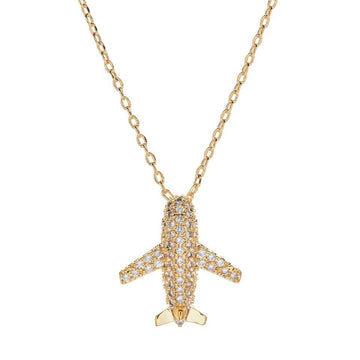 Gold bling airplane necklace