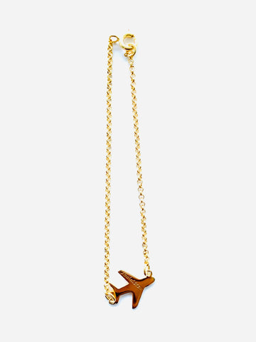 Airplane gold plated flat bracelet
