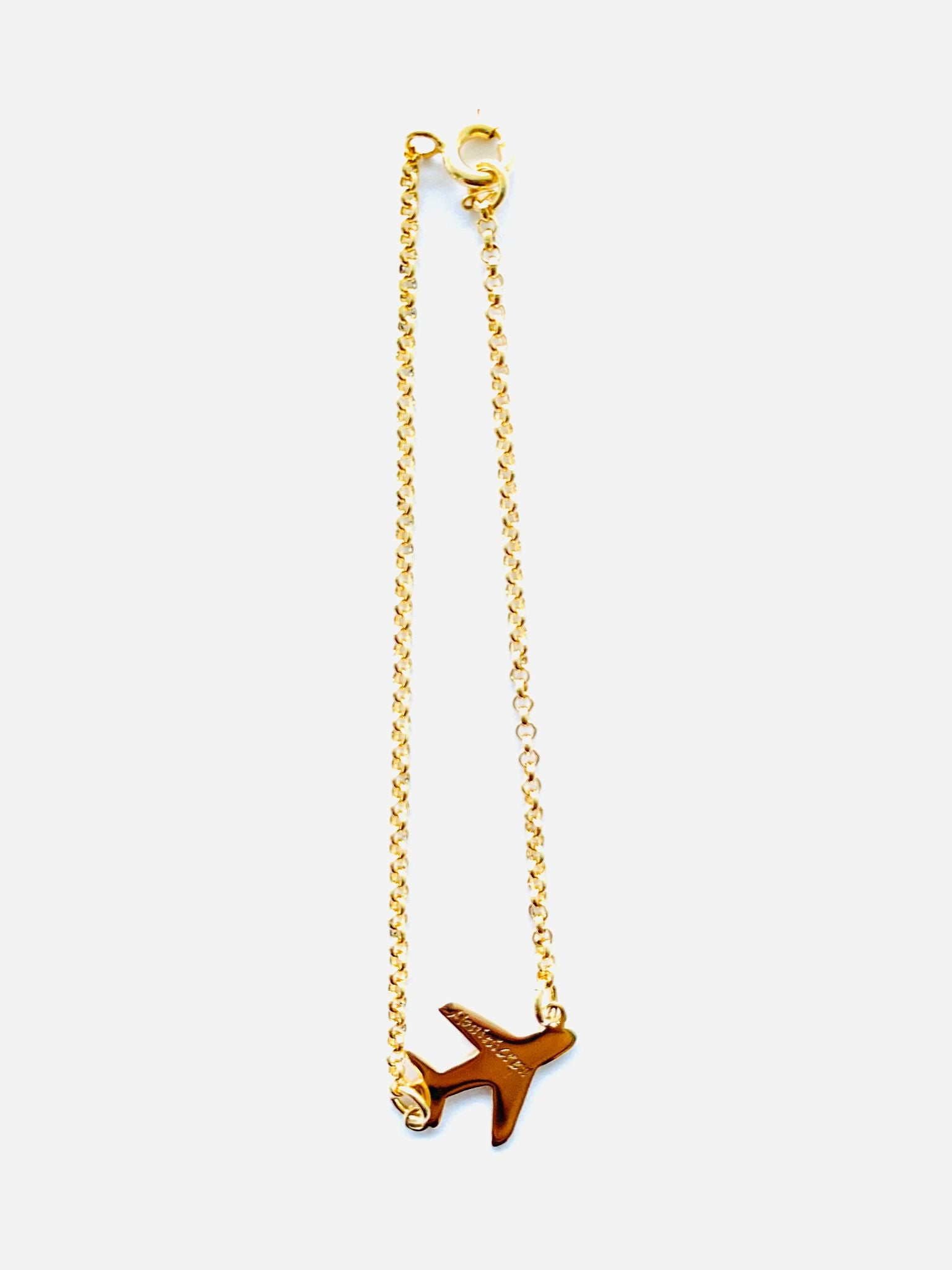 Airplane gold plated flat bracelet