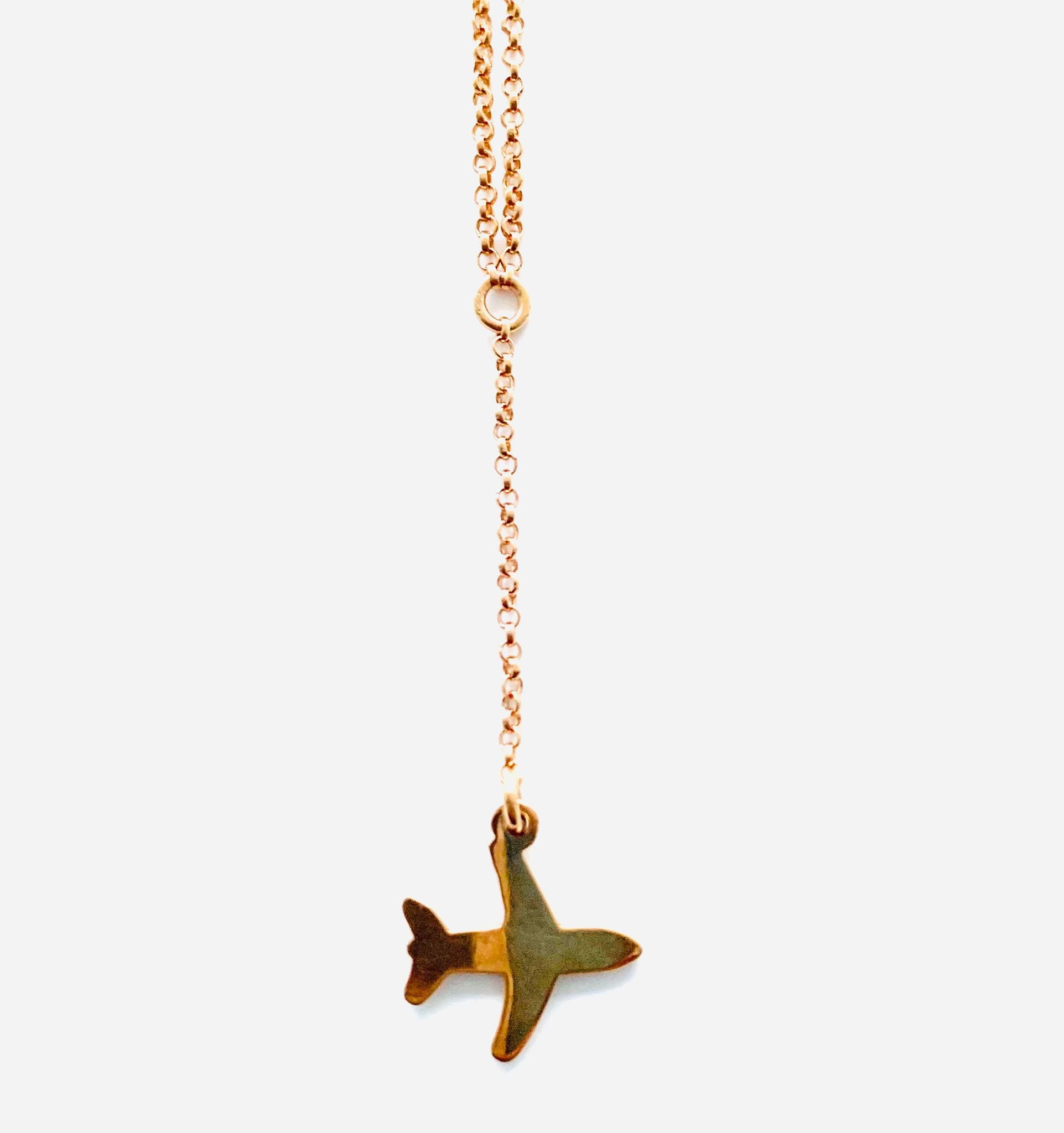 Airplane gold plated extra length necklace