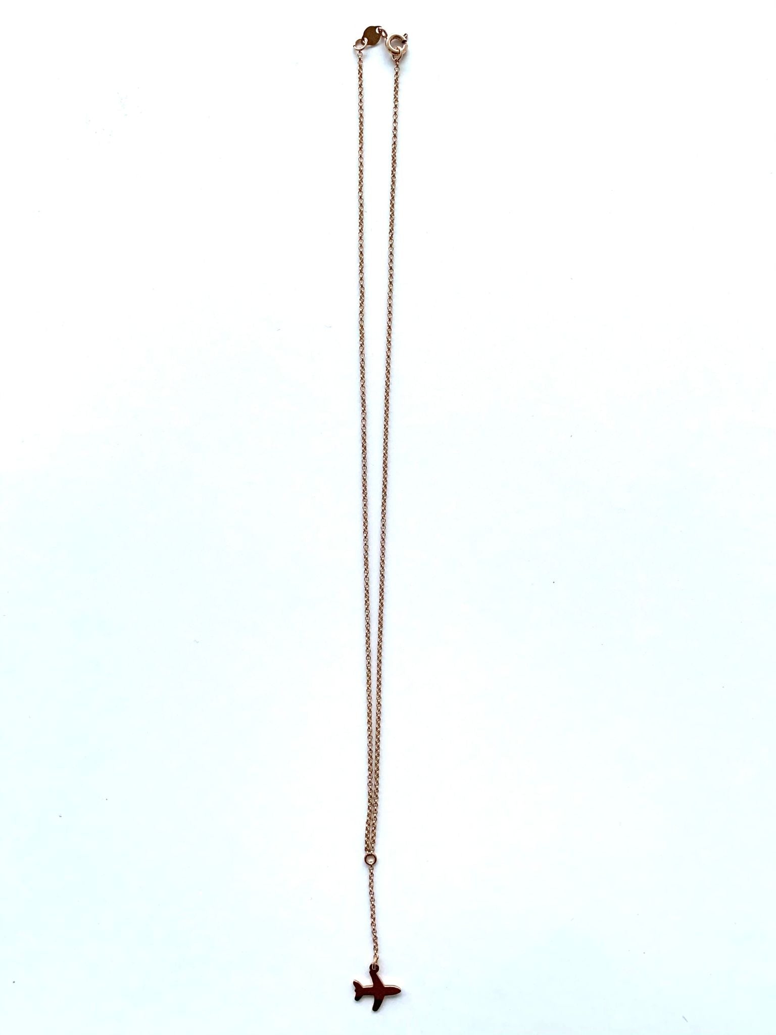 Airplane extra length silver necklace