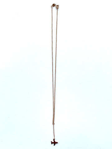 Airplane extra length silver necklace