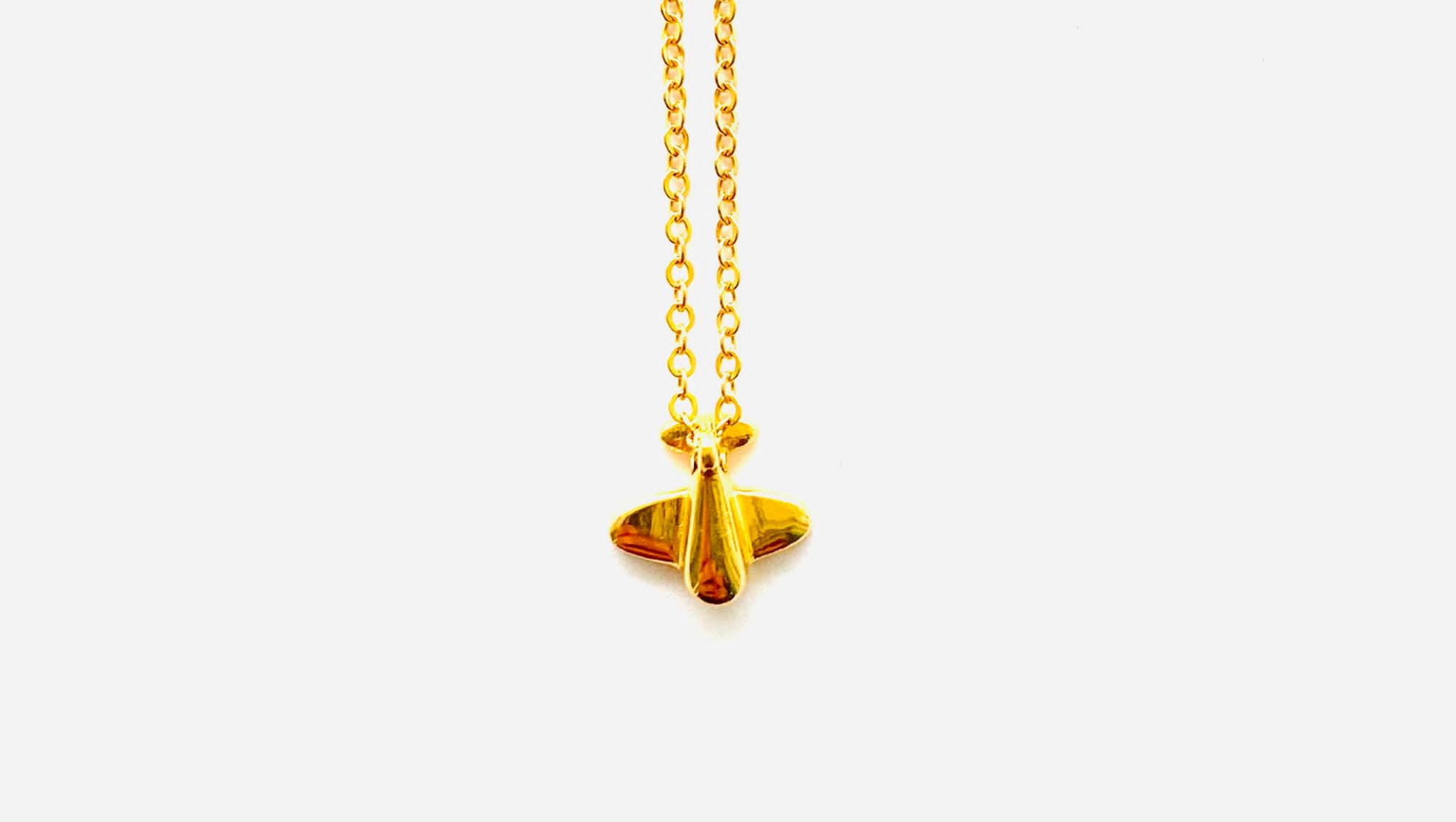 Moninicrew collection Airplane gold plated tiny airplane necklace
