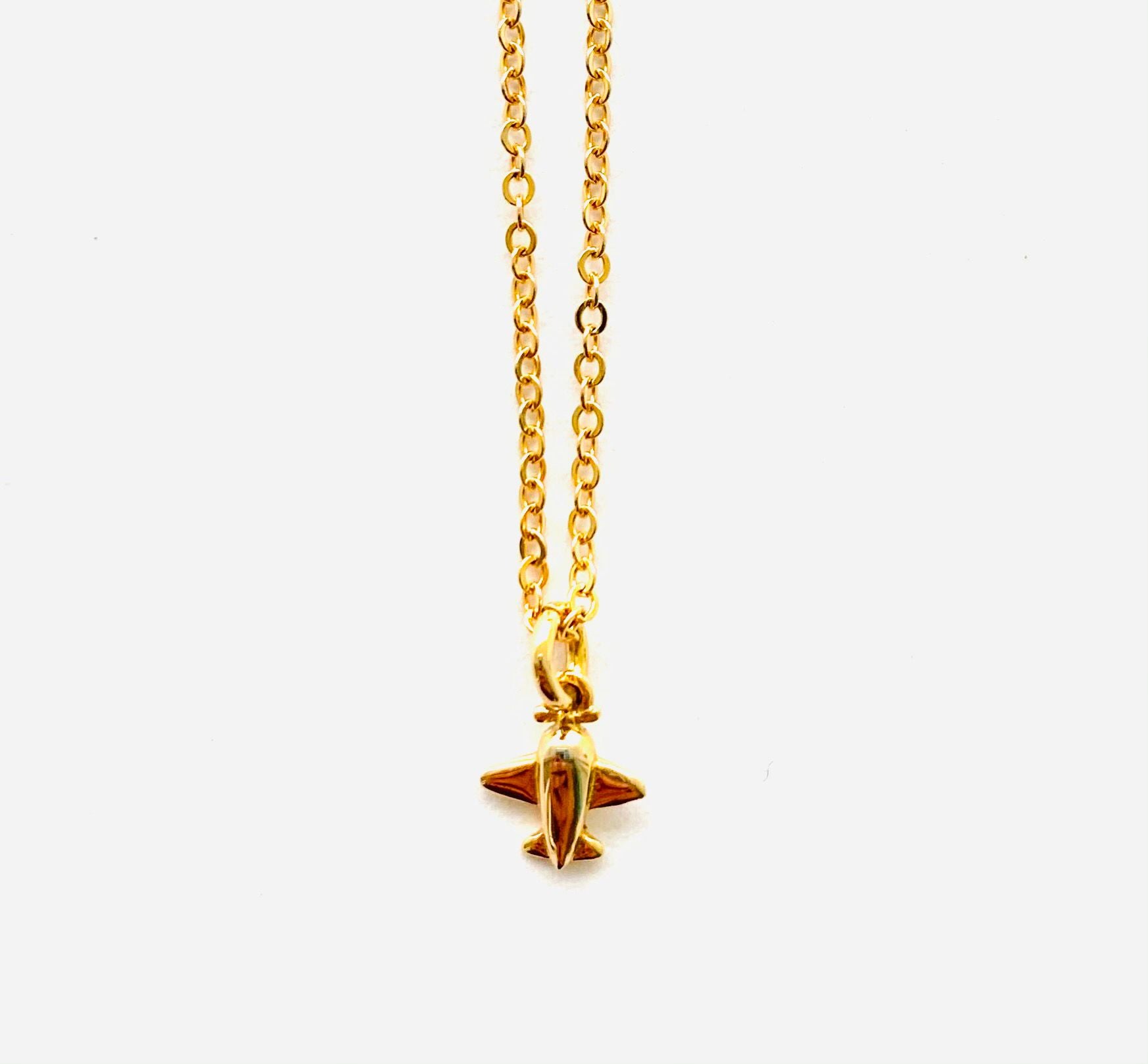 moninicrew tiny gold plated airplane necklace