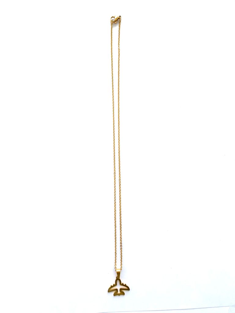 Airplane necklace stainless steel silhouette