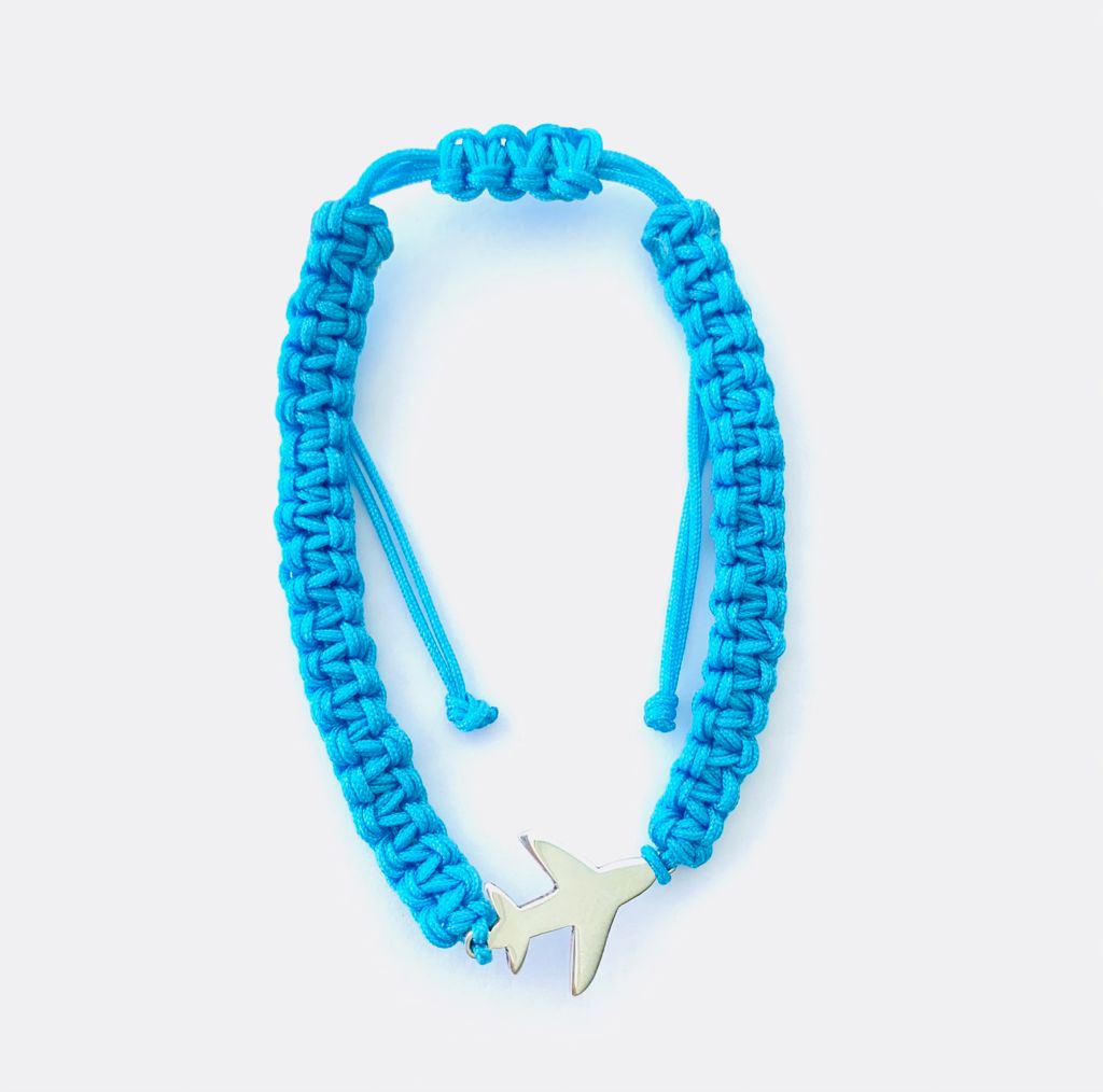 Airplane rope bracelet (gold plated/black or silver/turquoise)