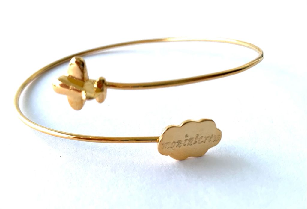 Moninicrew airplane and cloud bracelet/bangle