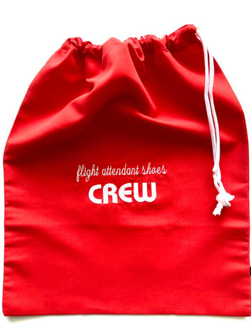 Flight attendant shoes CREW red and white bag