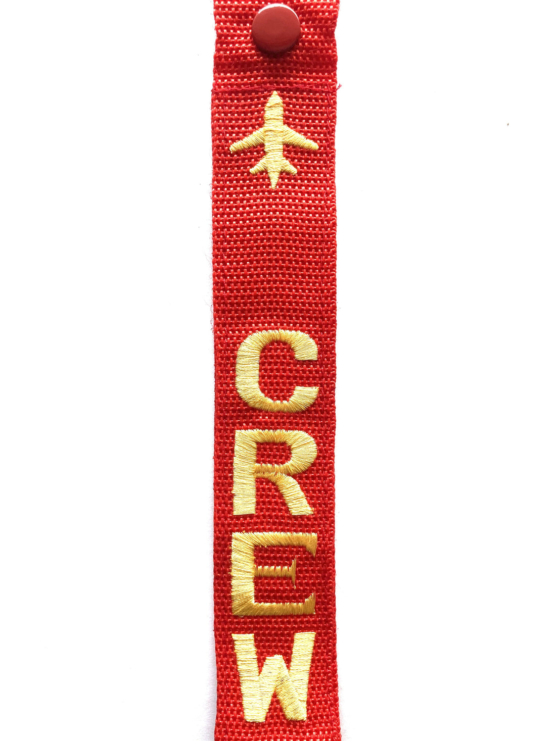 Crew Luggage Tag - YELLOW ON RED