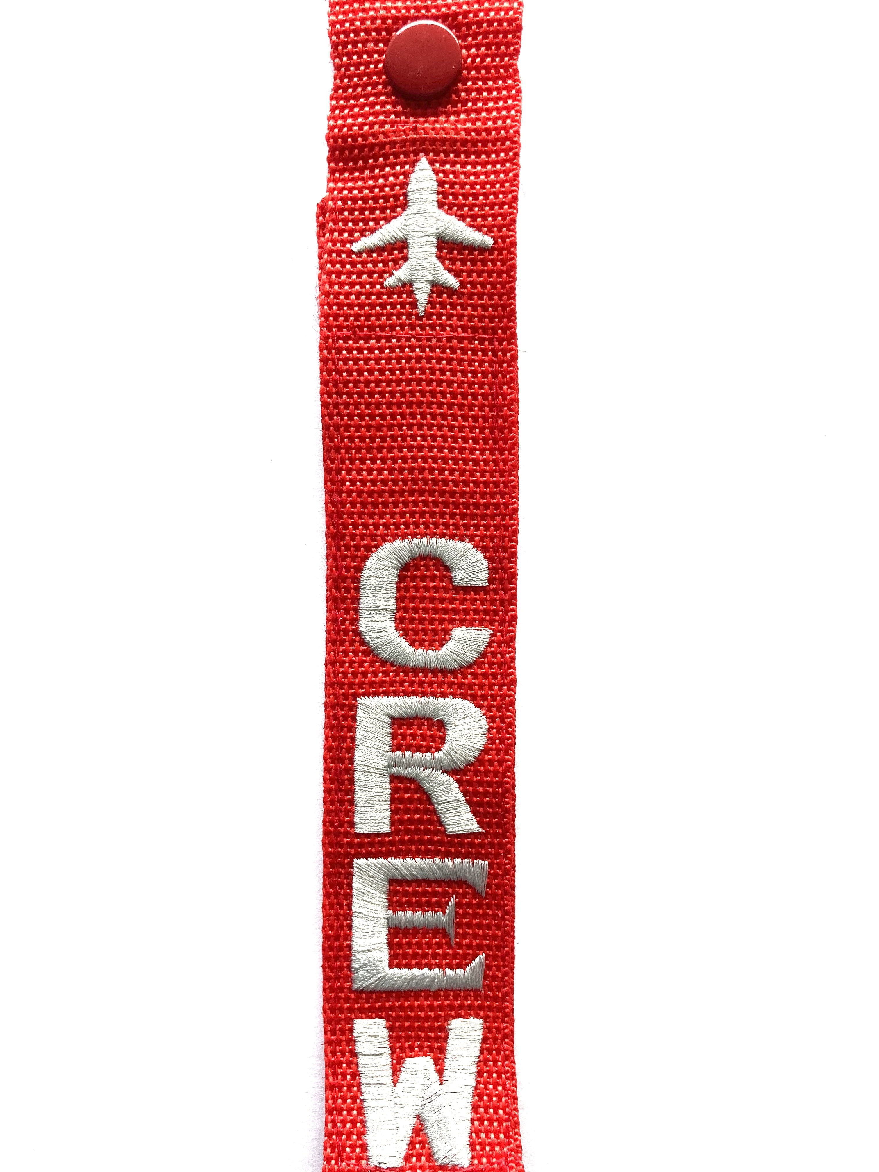 Crew Luggage Tag - SILVER ON RED
