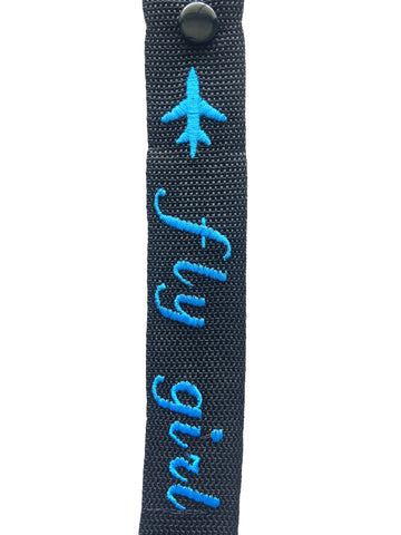 AIRLINE LINGO LUGGAGE TAGS Fly girl blue