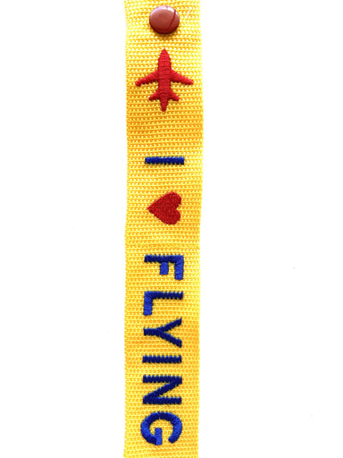I love flying white Luggage Tag Yellow