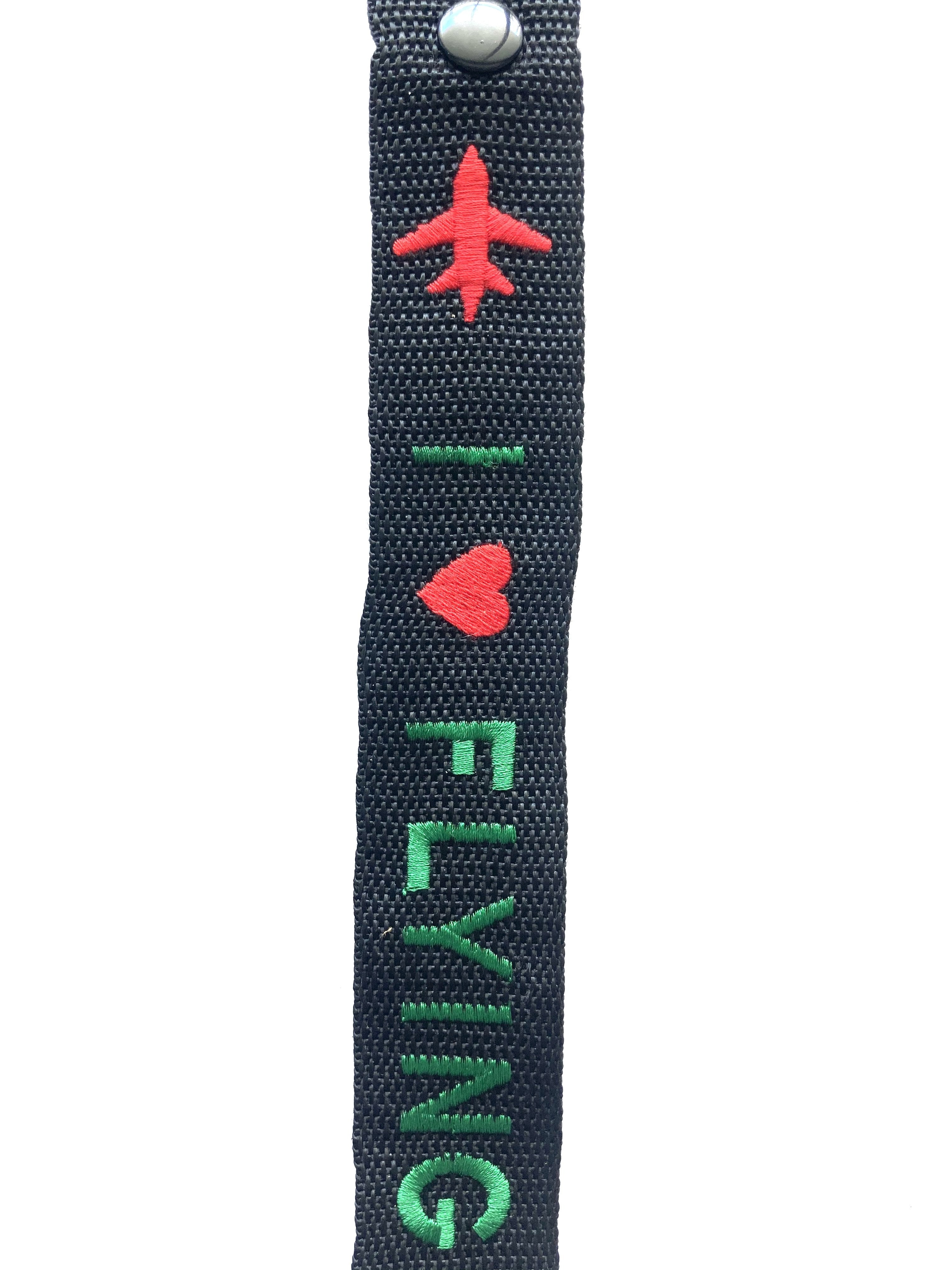 I love flying white Luggage Tag Green