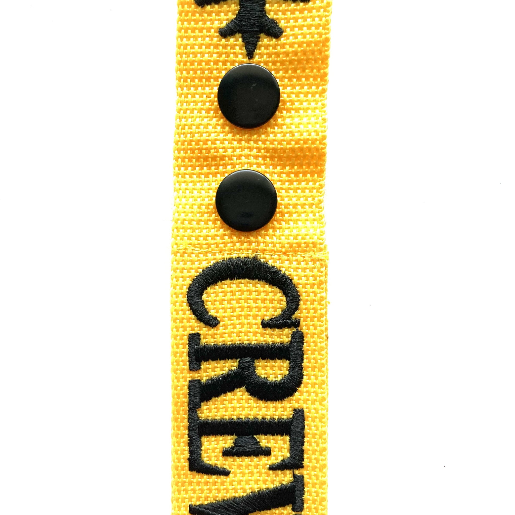 Crew Double Button Luggage Tags - Black on Gold Color
