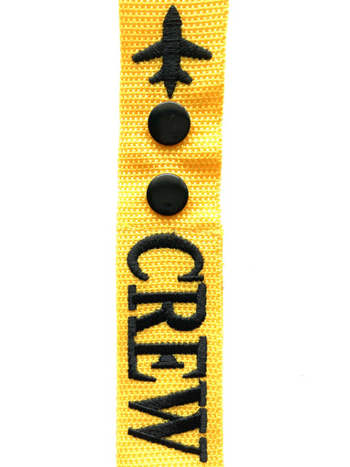 Crew Double Button Luggage Tags - Black on Gold Color