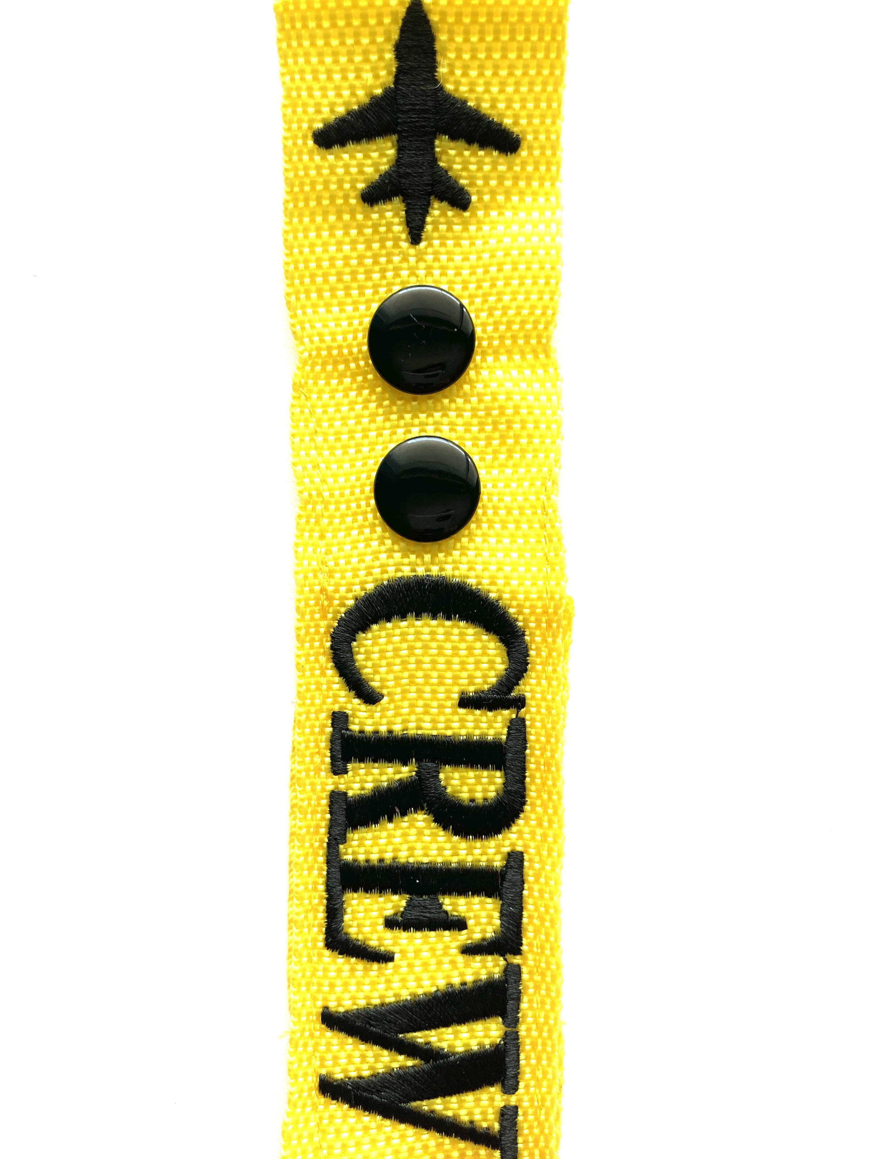 Crew Double Button Luggage Tags - Black on Yellow Color