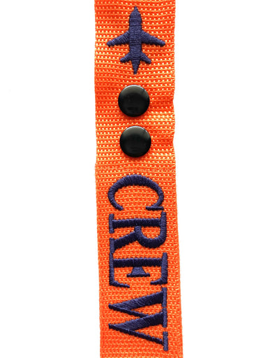 Crew Double Button Luggage Tags - Blue on Orange Color