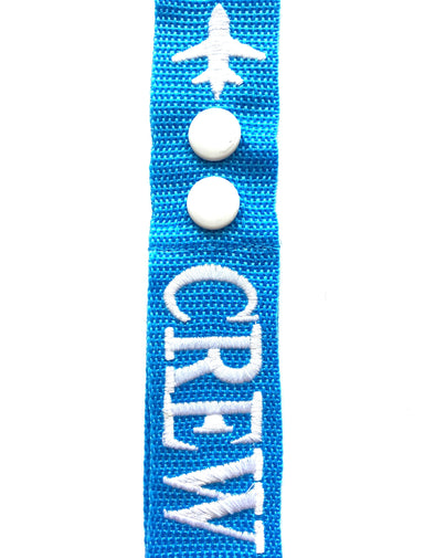 Crew Double Button Luggage Tags - Blue on white Color