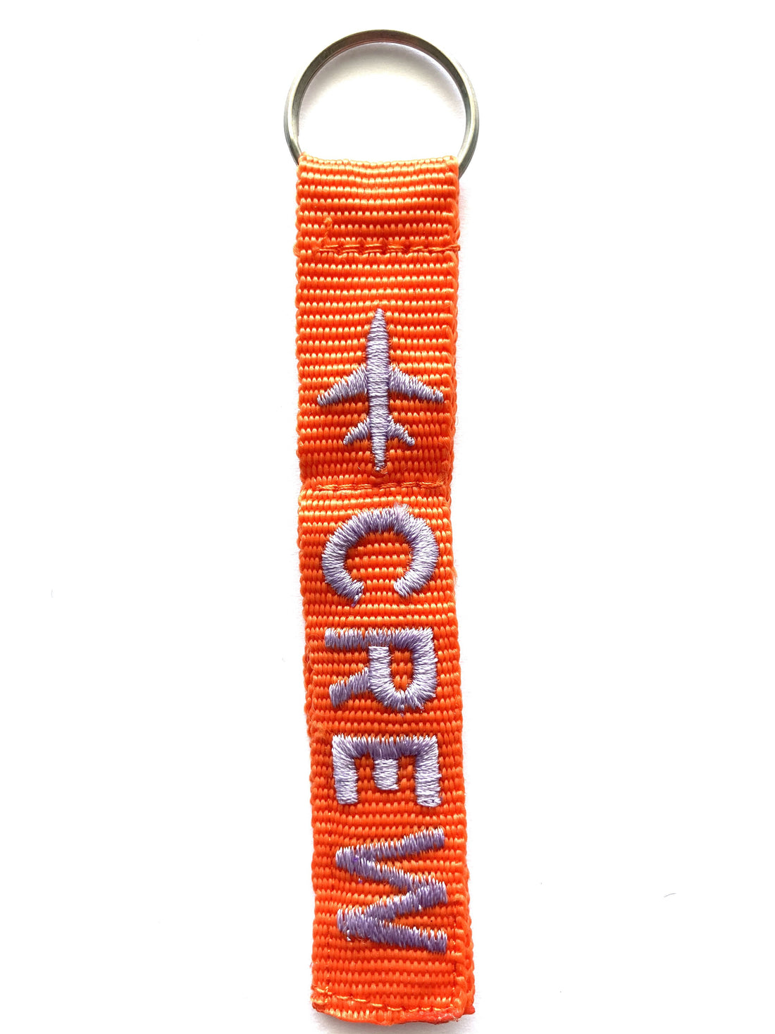 Crew Key Ring Luggage Tag - Silver on Orange