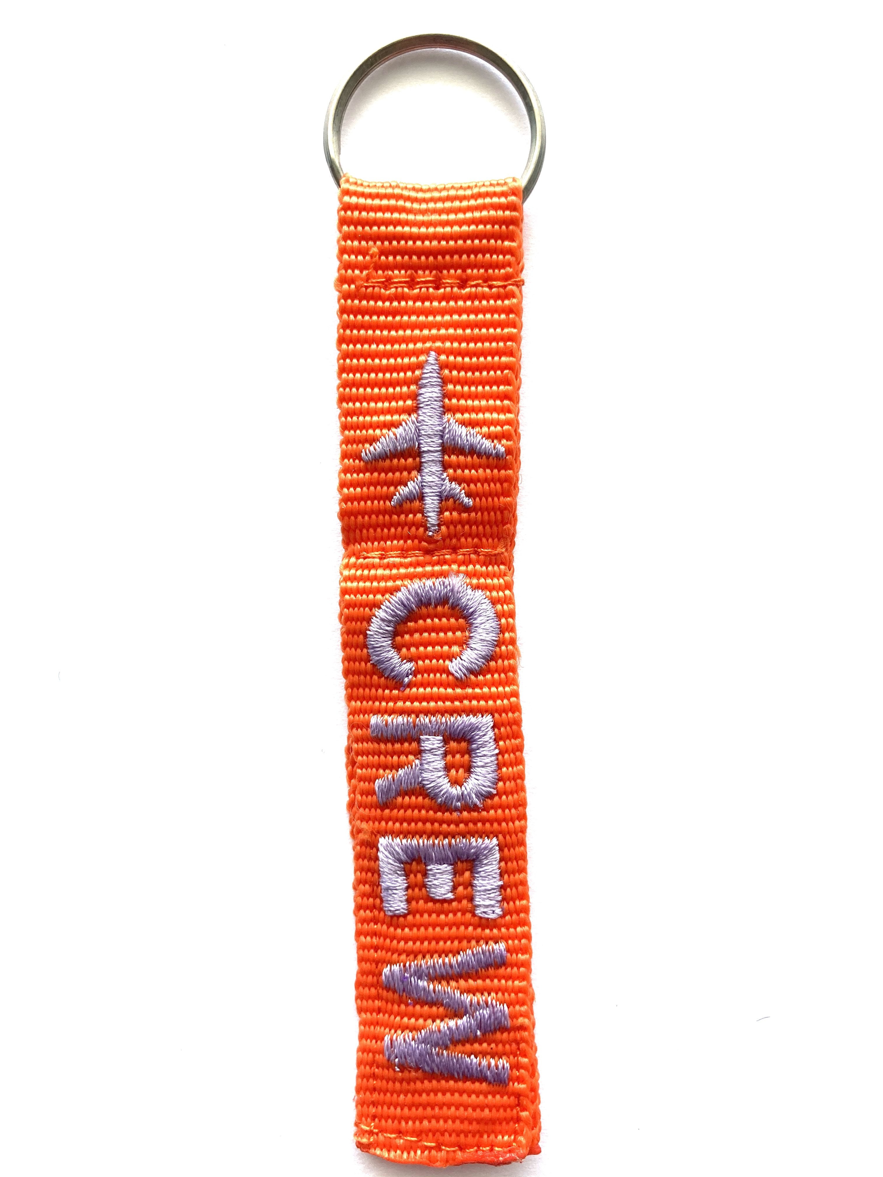 Crew Key Ring Luggage Tag - Silver on Orange