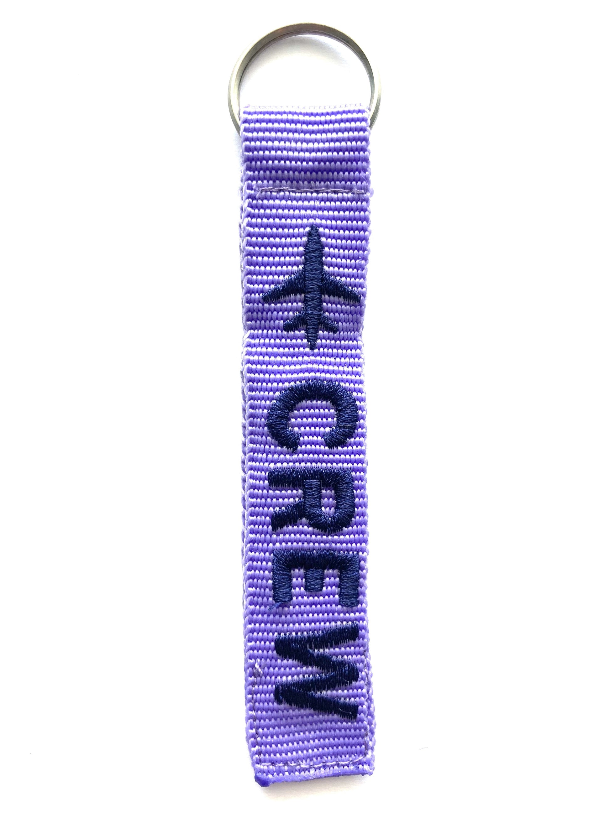 Crew Key Ring Luggage Tag - Blue on Purple