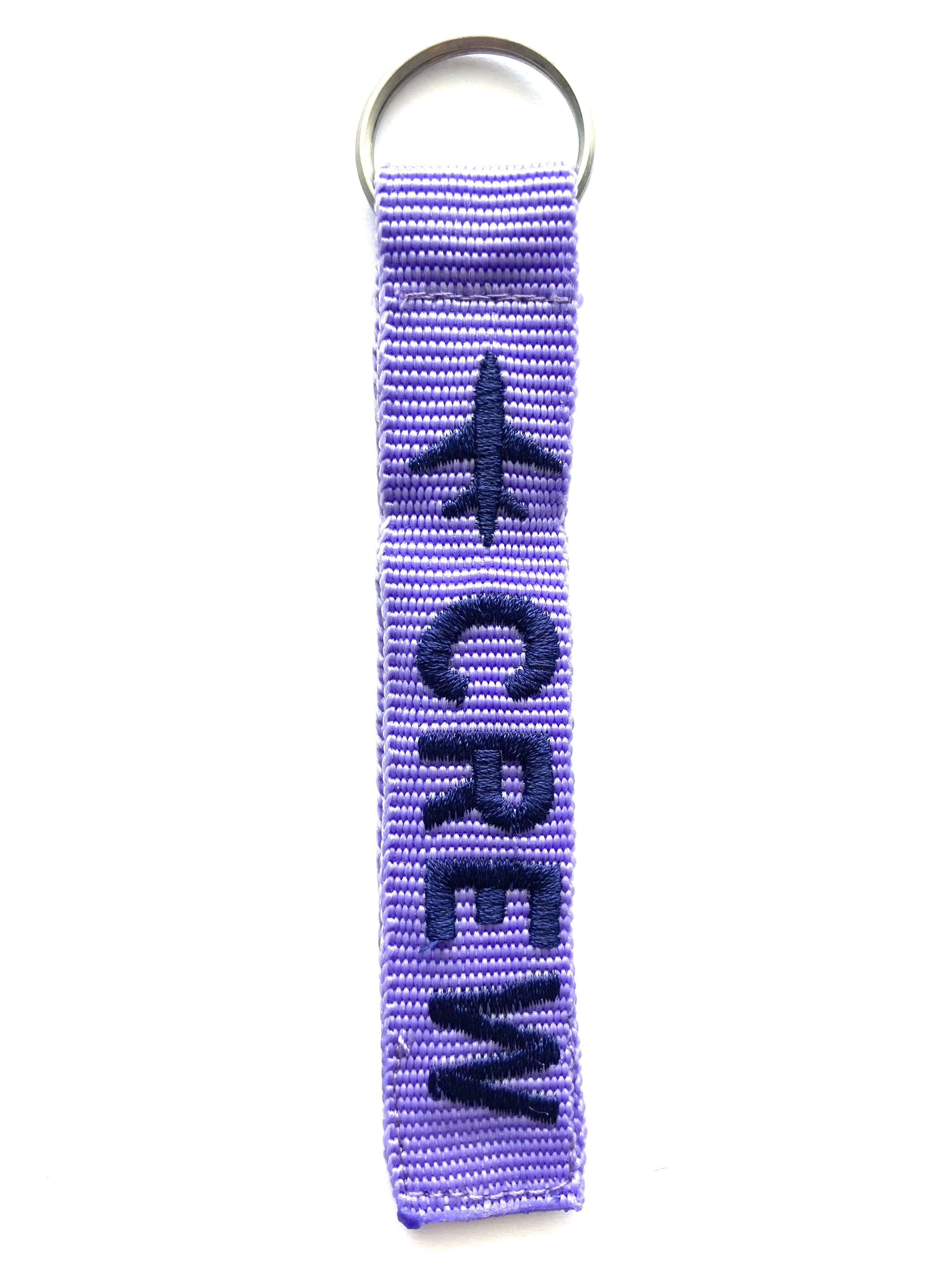 Crew Key Ring Luggage Tag - Blue on Purple
