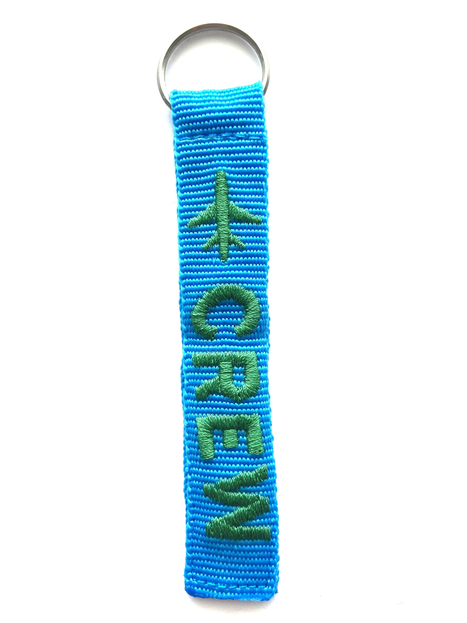 Crew Key Ring Luggage Tag - Green on Blue