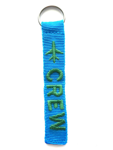 Crew Key Ring Luggage Tag - Green on Blue