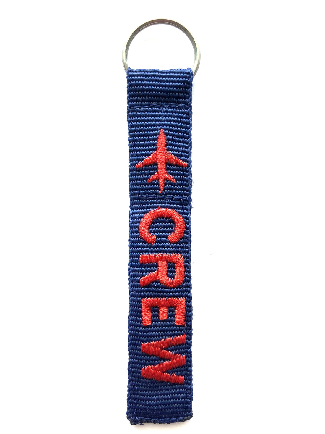 Crew Key Ring Luggage Tag - Red on Navy