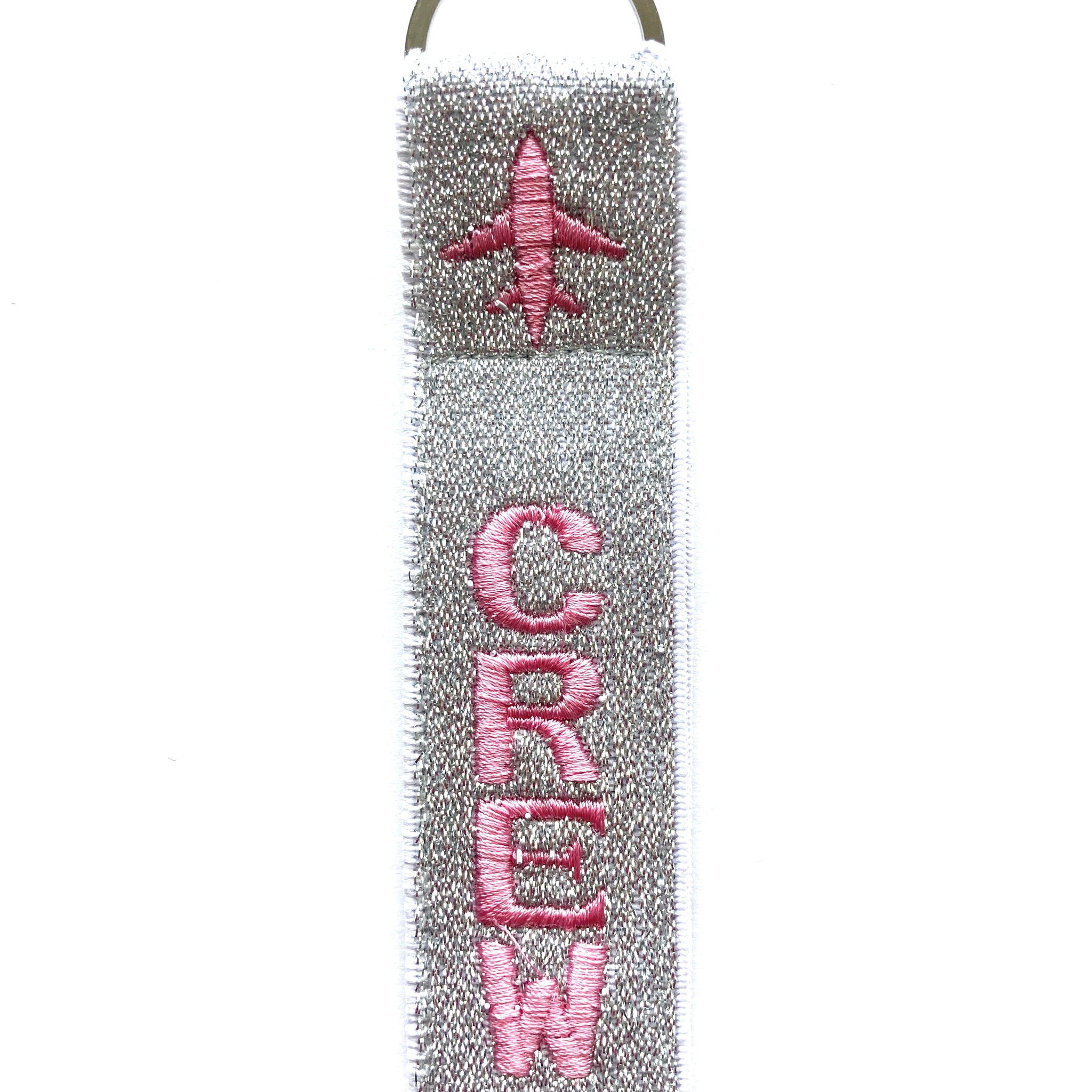 Crew Key Ring Luggage Tag - Pink on Silver