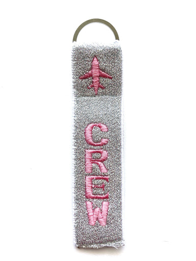Crew Key Ring Luggage Tag - Pink on Silver