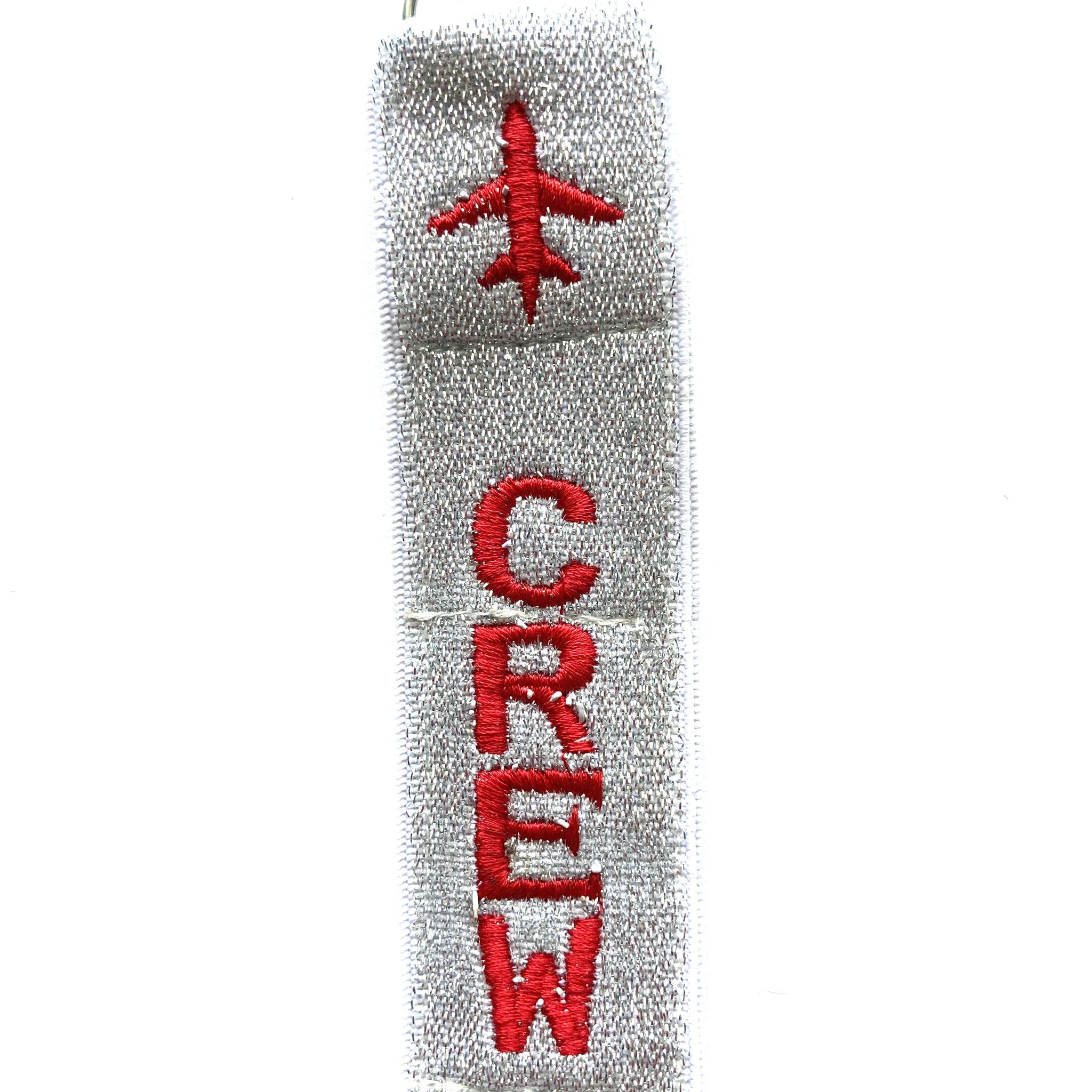 Crew Key Ring Luggage Tag - Red on Silver