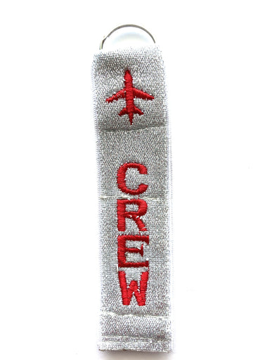 Crew Key Ring Luggage Tag - Red on Silver