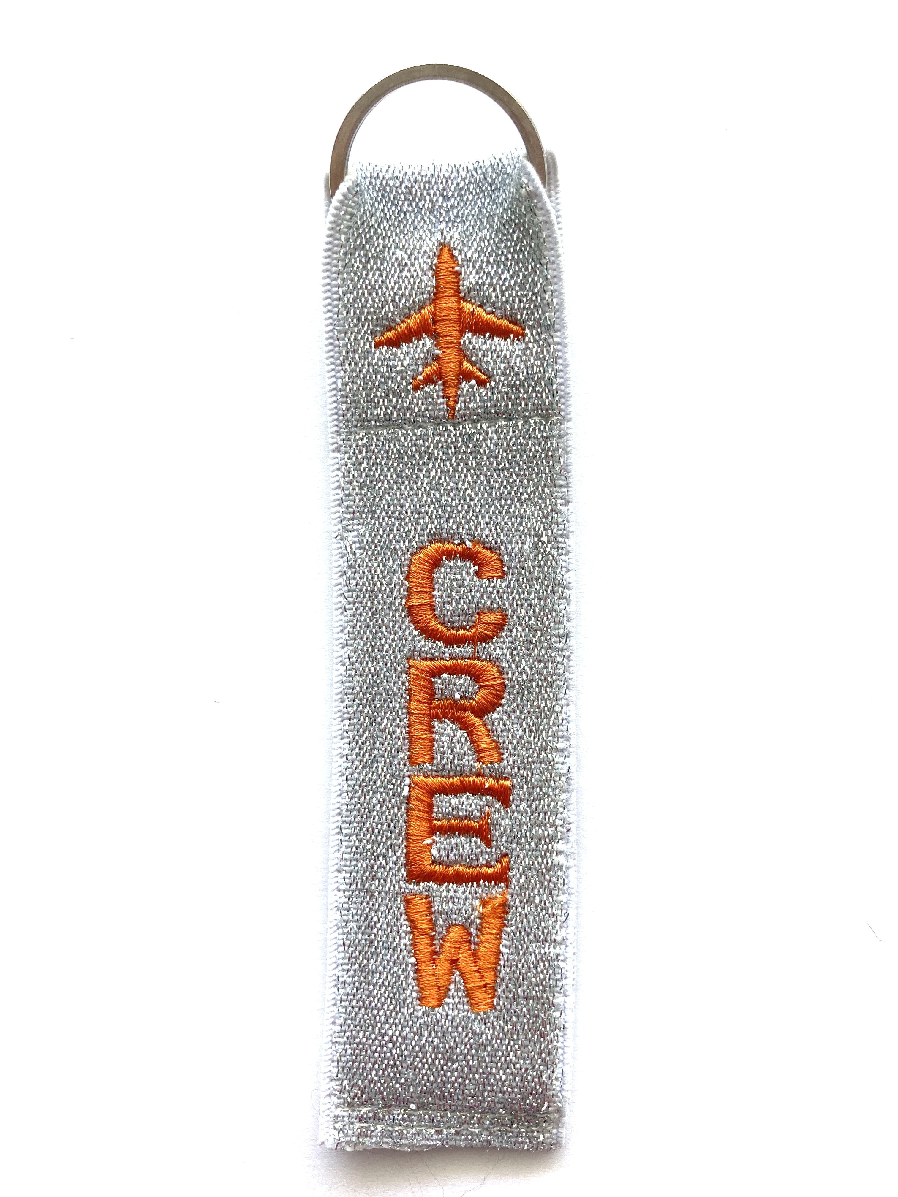 Crew Key Ring Luggage Tag - Orange on Silver