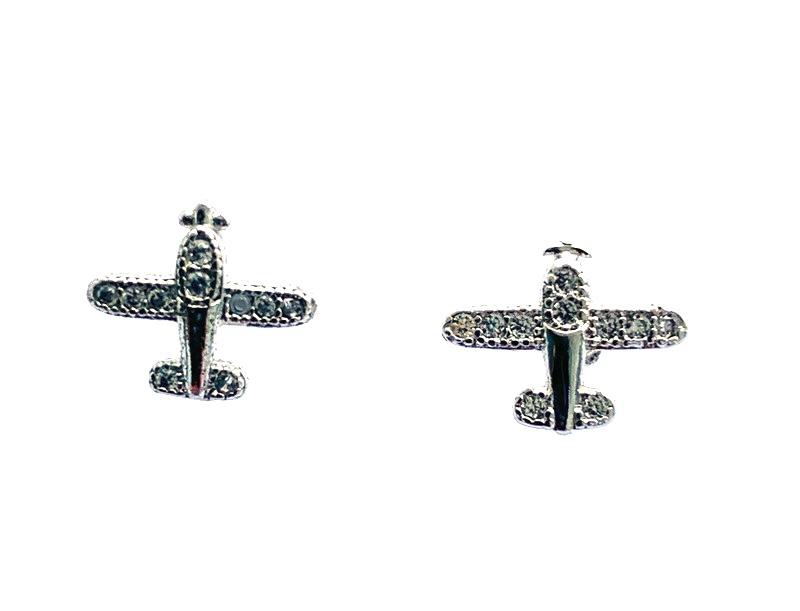 Silver airplane earrings 2