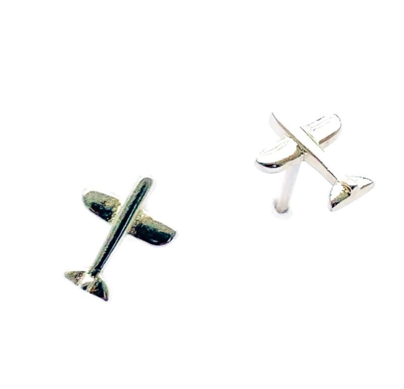Silver airplane earrings 6