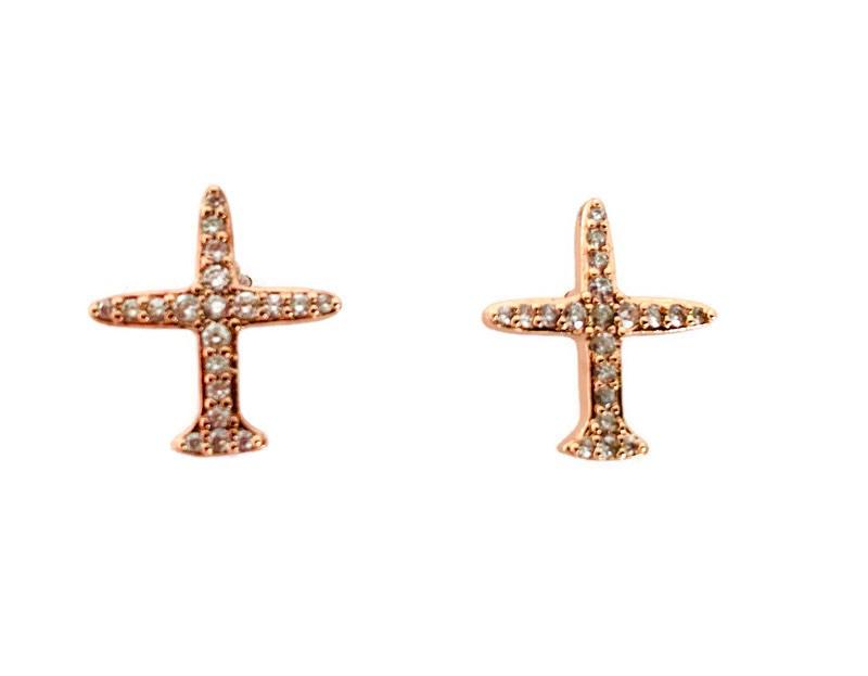 Airplane earrings stainless steel (goldish color) 2