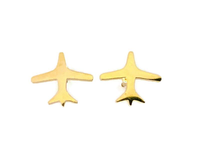 Airplane earrings stainless steel (goldish color) 4