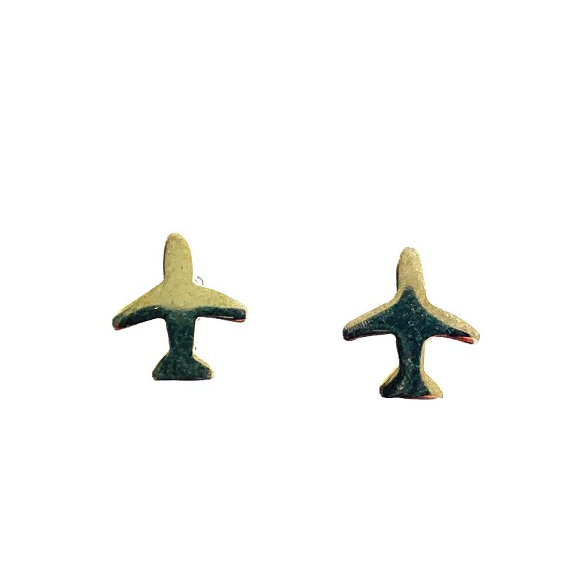 Airplane earrings stainless steel (goldish color)