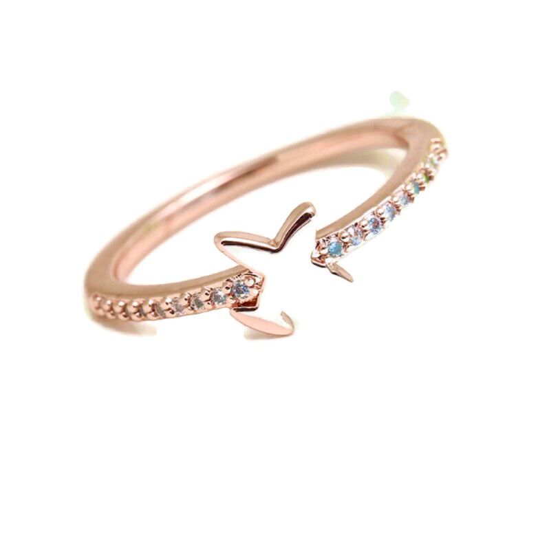 Airplane rhinestone ring
