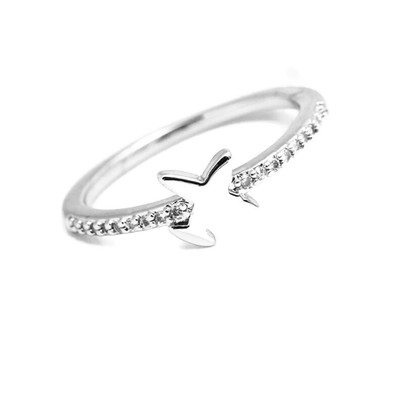 Airplane rhinestone ring