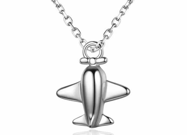 Tiny airplane sterling silver necklace